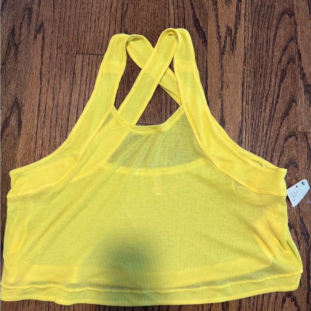Free People Movement Yellow Cross Back Tank - Sz Small - NWT